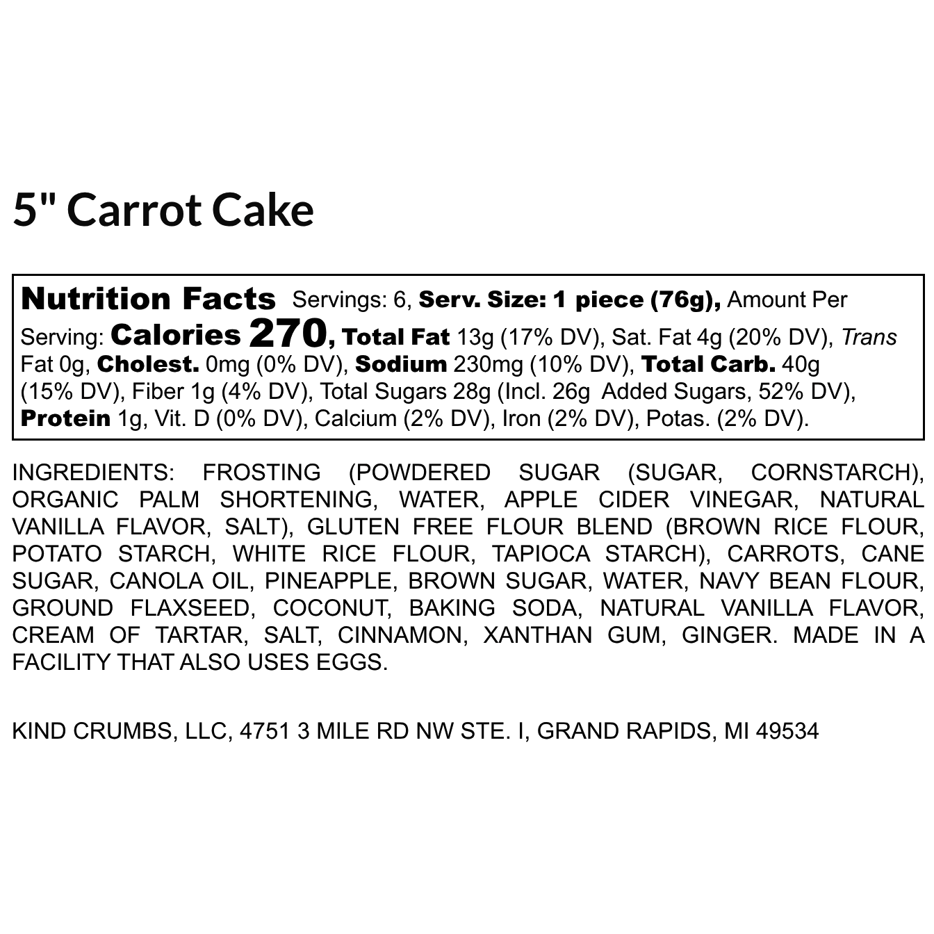 5" Carrot Cake - Case (8)