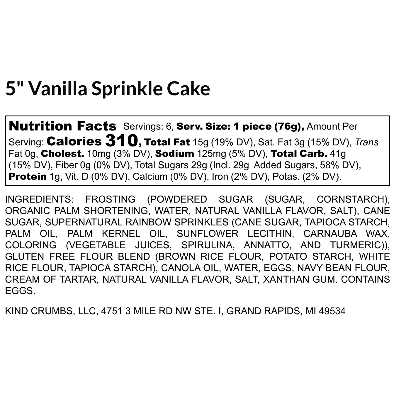 5" Vanilla Sprinkle Cake - Half Case (4)