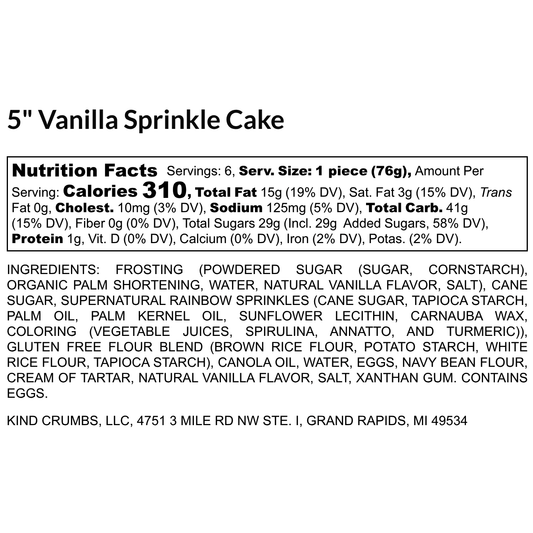 5" Vanilla Sprinkle Cake - Half Case (4)