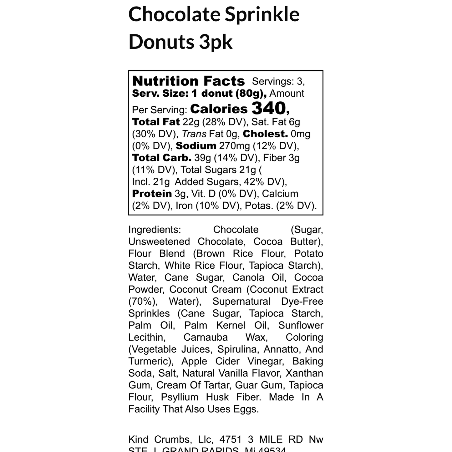 Chocolate Sprinkle Donuts, 3 Pack, Case (12)