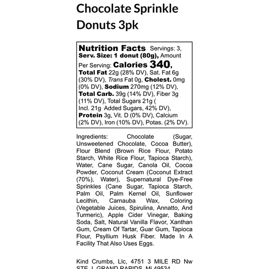 Chocolate Sprinkle Donuts, 3 Pack, Half Case (6)