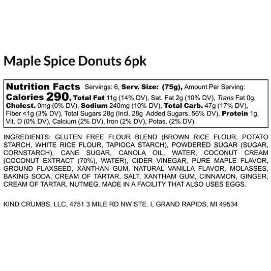 Maple Spice Donuts, 6 pack, Case (8)