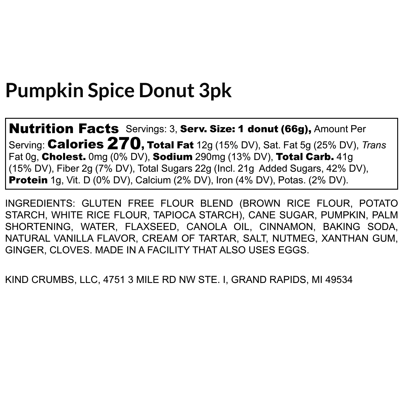 Pumpkin Spice Donuts, 3 Pack, Half Case (6)
