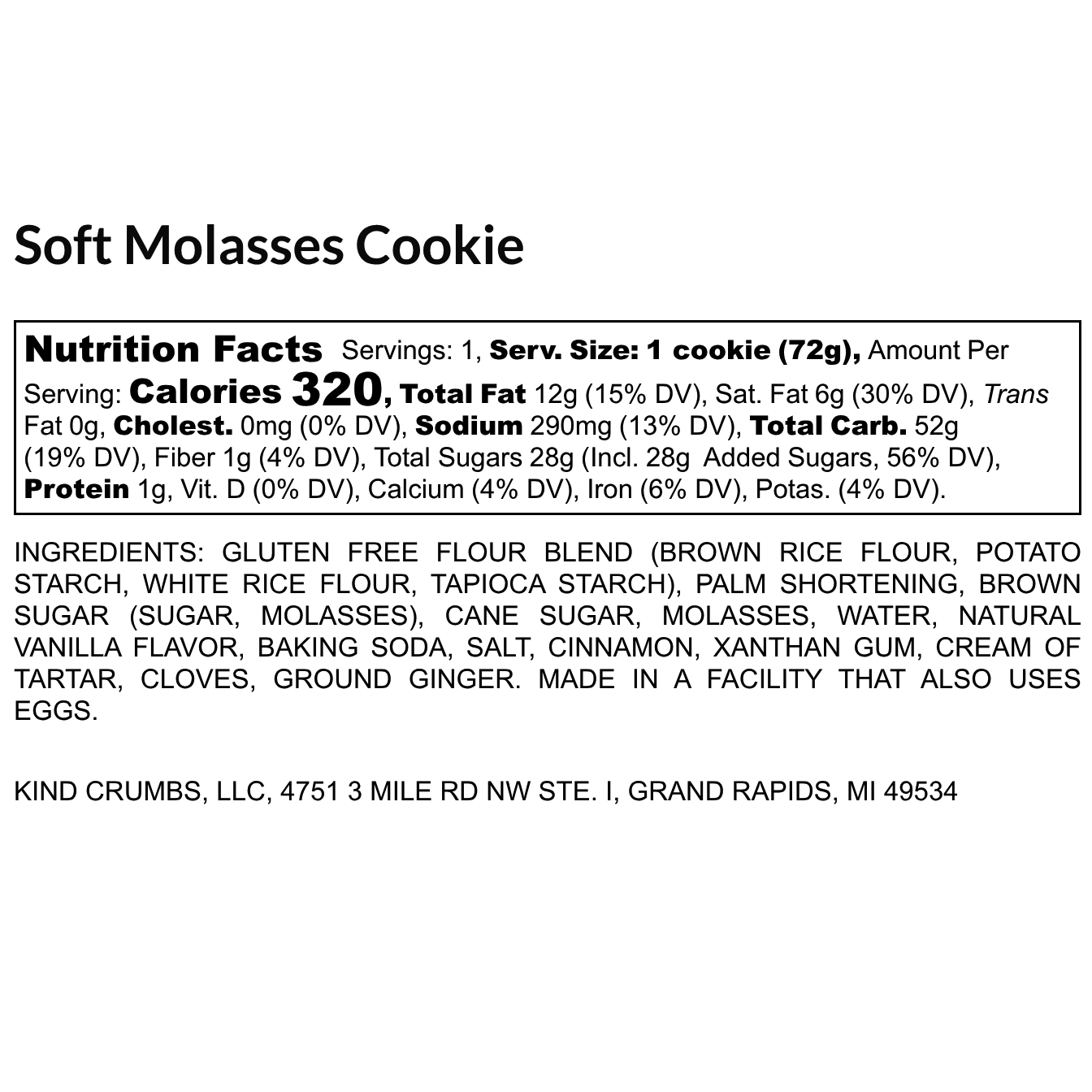 Molasses Cookie Single, Case (24)