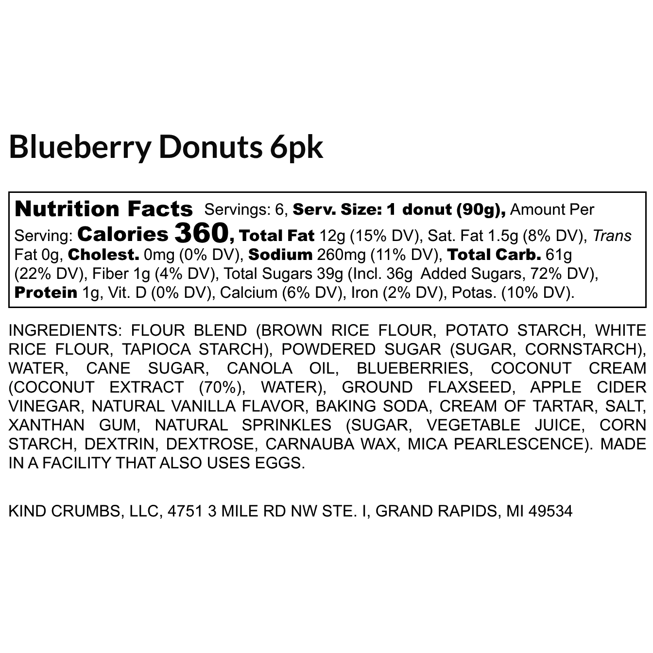 Blueberry Donuts, 6 Pack, Case (8)