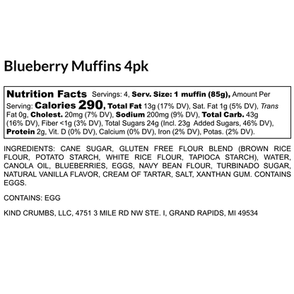 Blueberry Muffins, 4 Pack, Half Case (6)