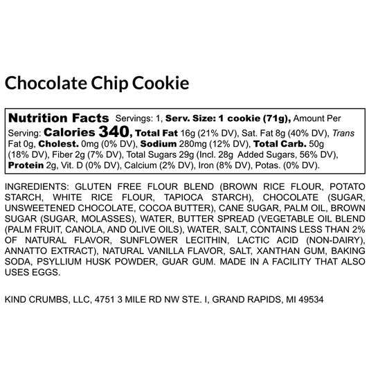 Chocolate Chip Cookie Single, Case (24)