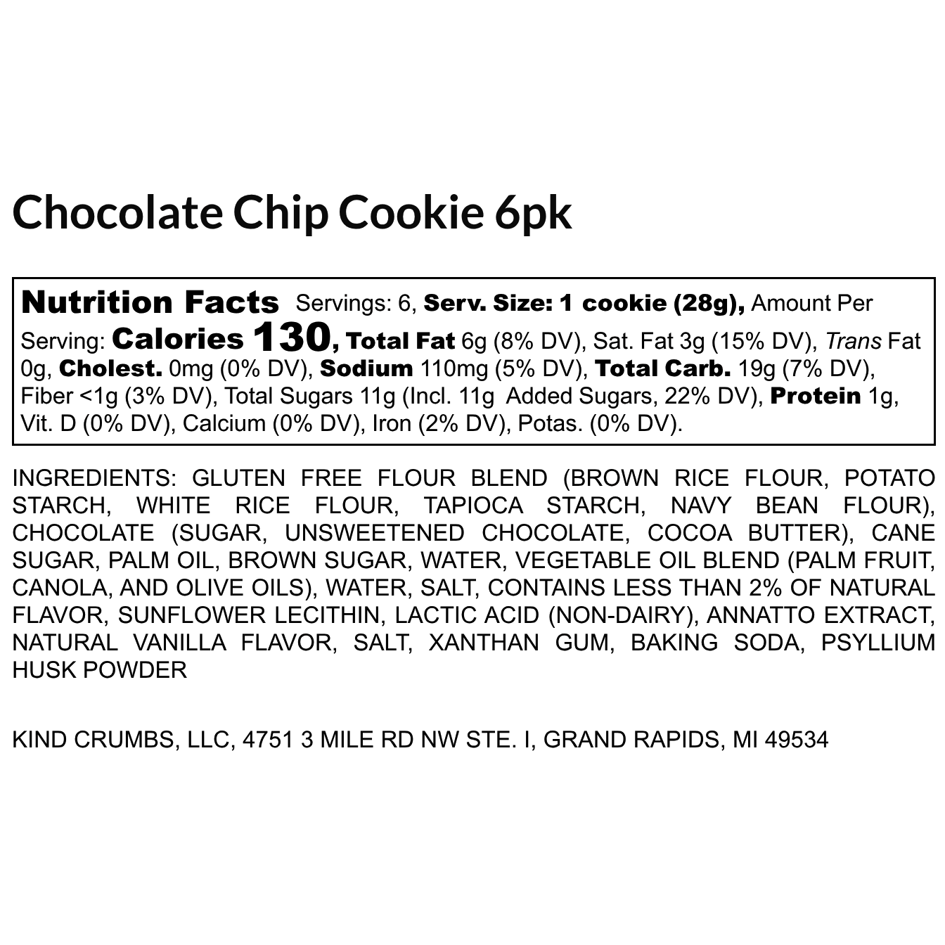 Chocolate Chip Cookies, Half Case (6)