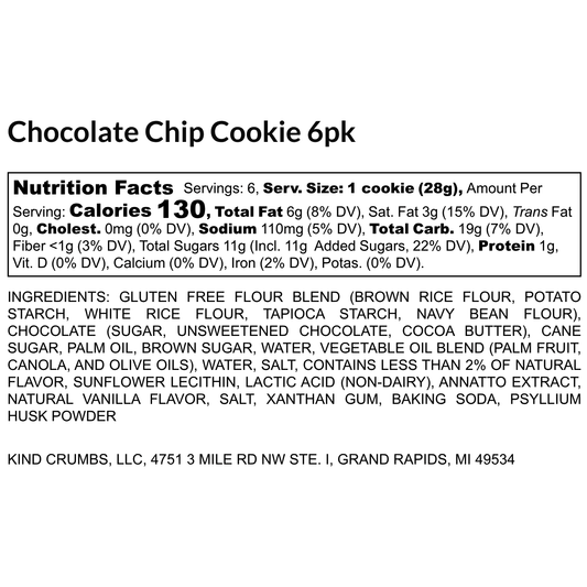 Chocolate Chip Cookies, Half Case (6)