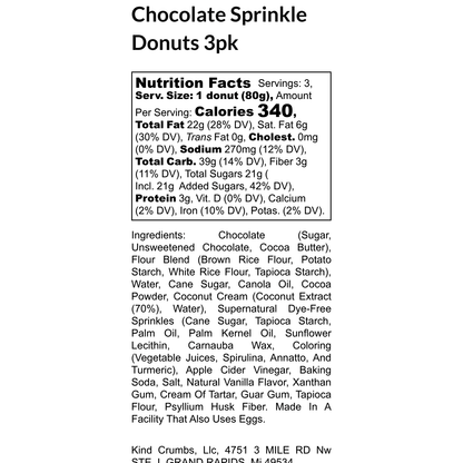 Chocolate Sprinkle Donuts, 3 Pack, Case (12)