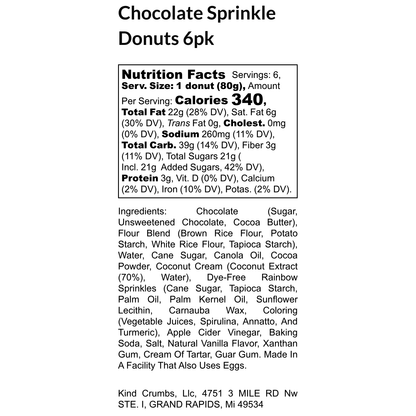 Chocolate Sprinkle Donuts, 6 Pack, Case (8)