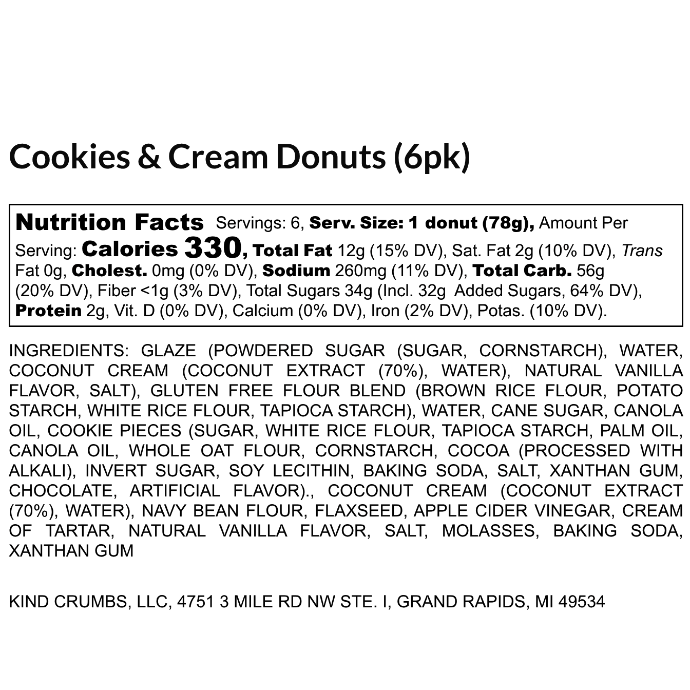 Cookies & Cream Donuts, 6 Pack, Case (8)