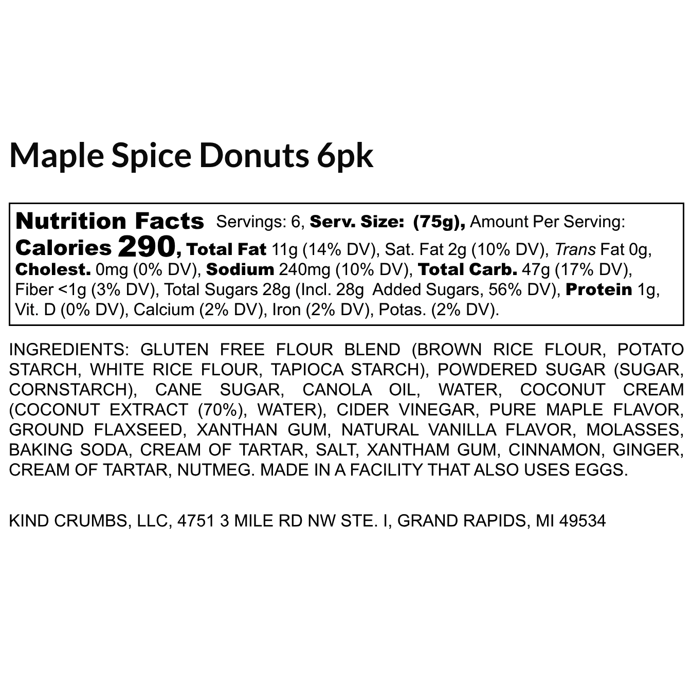 Maple Spice Donuts, 6 pack, Case (8)