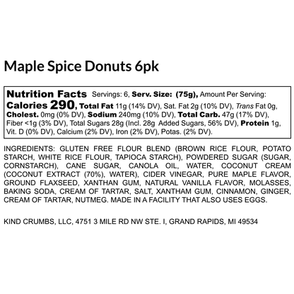 Maple Spice Donuts, 6 pack, Case (8)