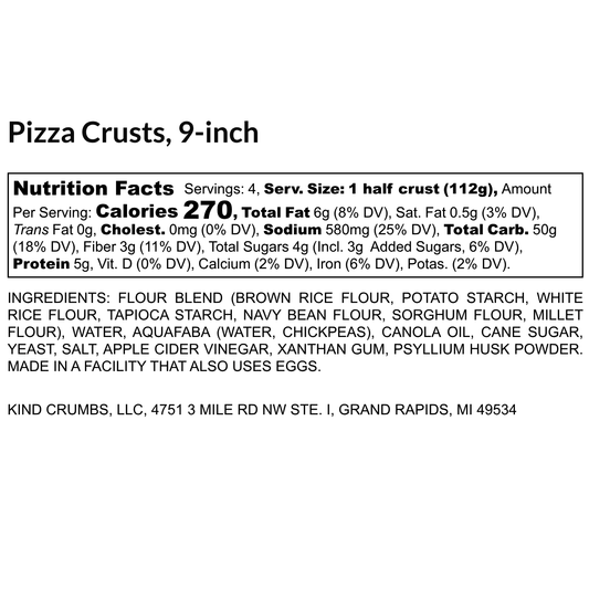 Pizza Crust, 9," 2 Pack, Case (6)