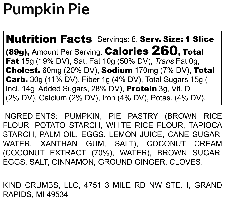 Pumpkin Pie, 9" Case (6)