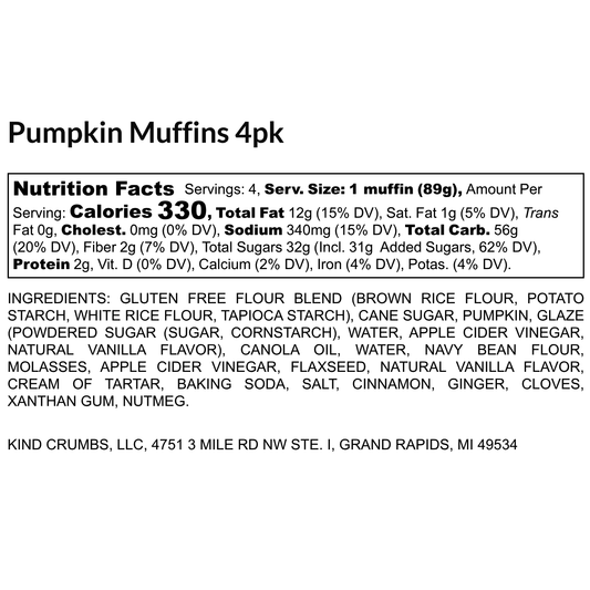 Pumpkin Muffins, 4 Pack, Half Case (6)