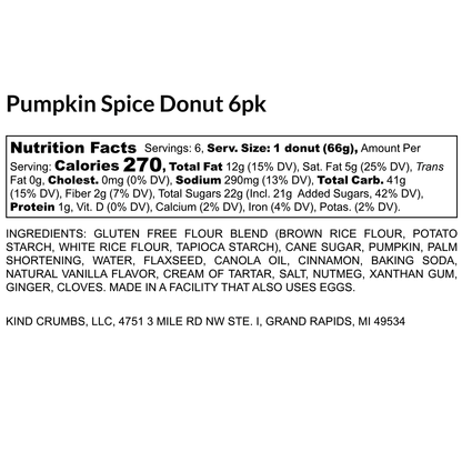 Pumpkin Spice Donuts, 6 pack, Case (8)