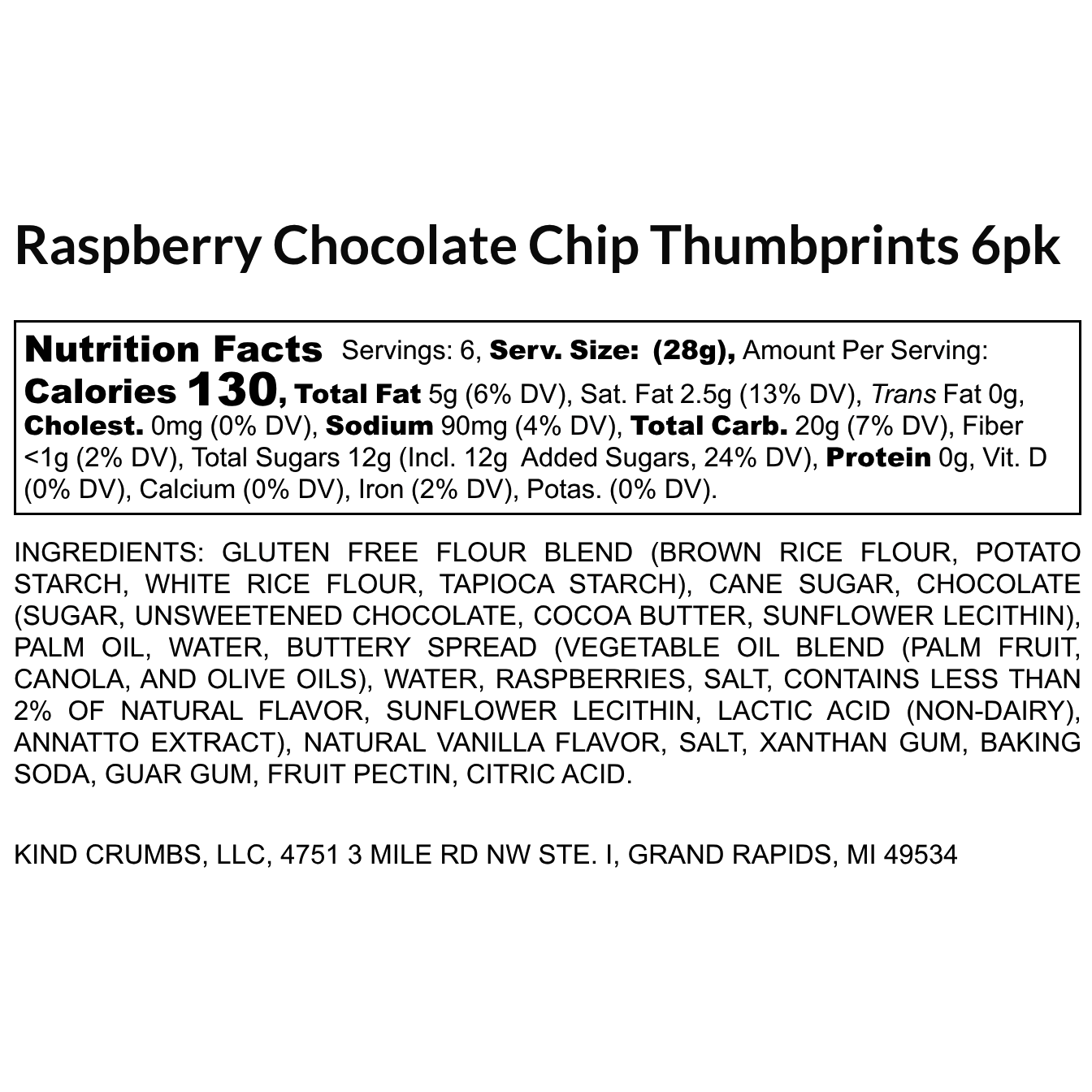 Raspberry Chocolate Chip Thumbprints, Case (12)