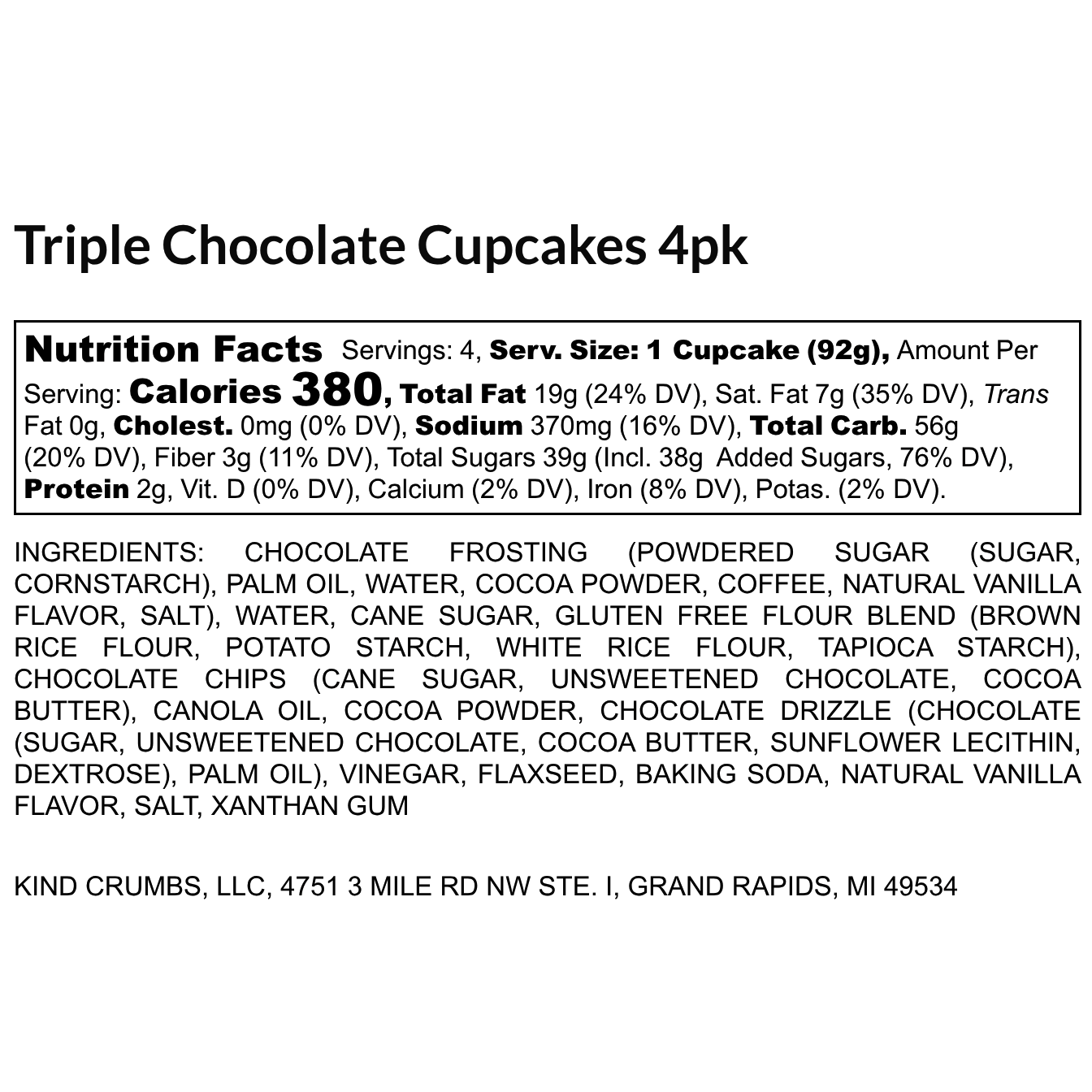 Triple Chocolate Cupcakes, Half Case (6)