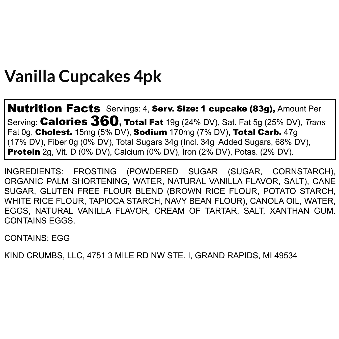 Vanilla Cupcakes, Case (12)