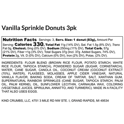 Vanilla Sprinkle Donuts, 3 Pack, Half Case (6)