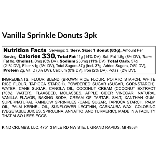 Vanilla Sprinkle Donuts, 3 Pack, Half Case (6)