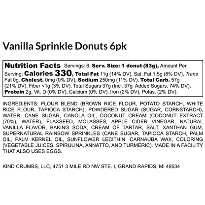 Vanilla Sprinkle Donuts, 6 Pack, Case (8)
