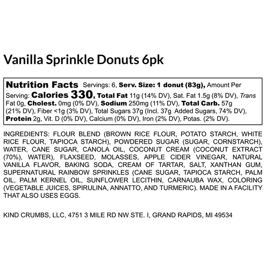 Vanilla Sprinkle Donuts, 6 Pack, Half Case (4)