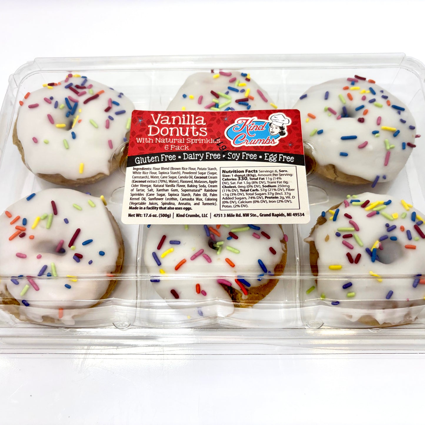 Vanilla Sprinkle Donuts, 6 Pack, Case (8)